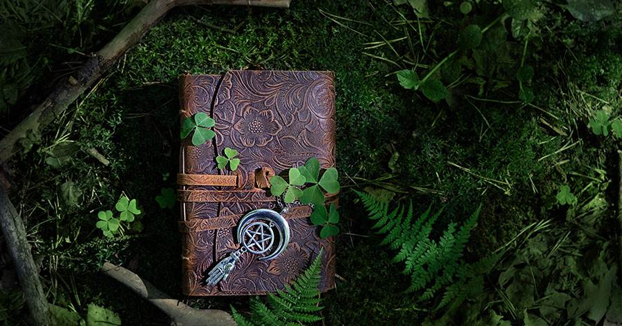 Wiccan Book of Shadows in the Forest