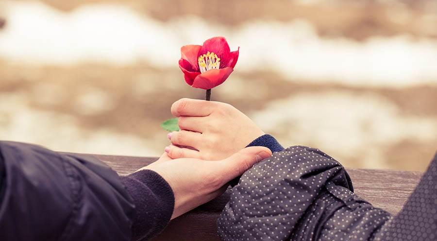 couple holding a flower