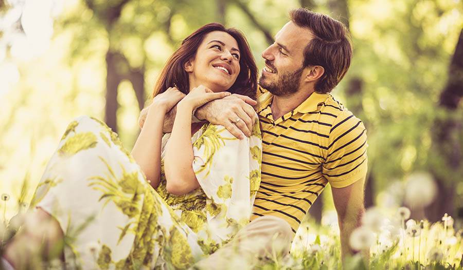 Couple in springtime