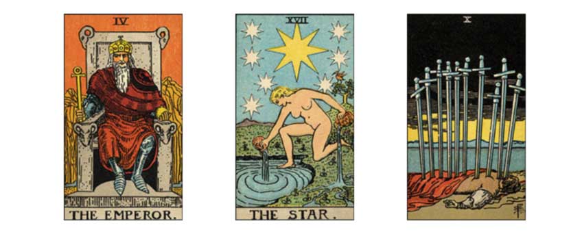 Results of Yes No 3 Card Tarot Reading: The Emperor, The Star, The Ten of Swords
